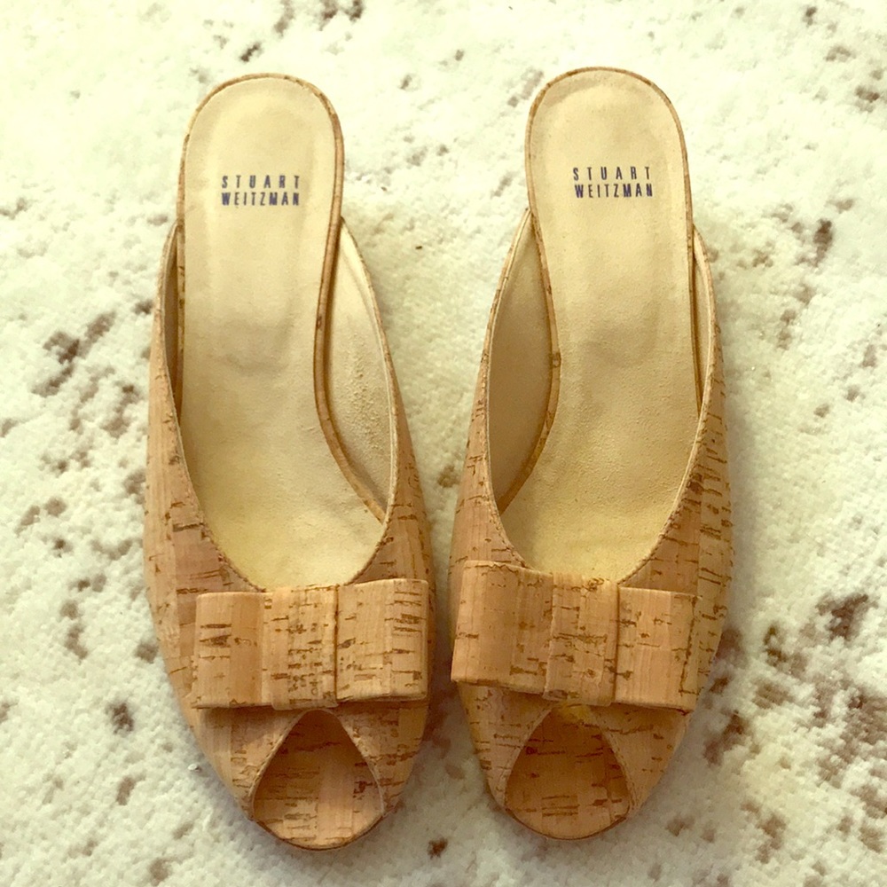 Cork Peep-Toe Stuart Weitzman Wedge Slides